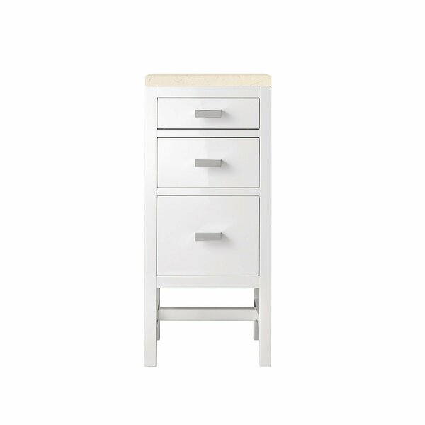 James Martin Vanities Addison 15in Base Cabinet, Glossy White w/ 3 CM Eternal Marfil Top E444-BC15-GW-3EMR